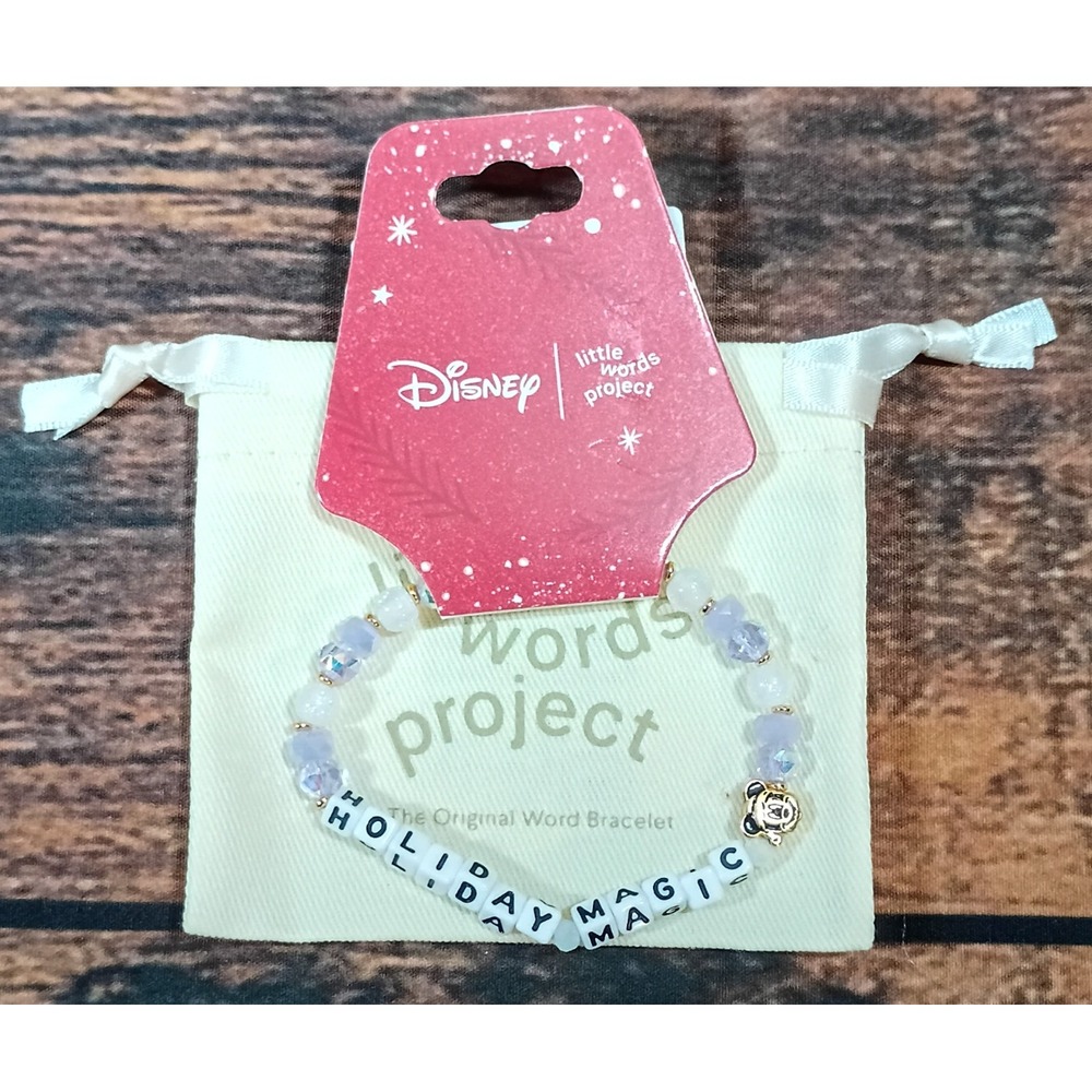 Disney Little Words Project Holiday Magic Beaded Bracelet Mickey Mouse Gold Char